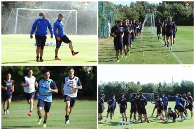 La squadra in allenamento all’Acaya 