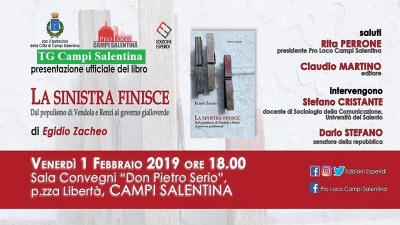 “La sinistra finisce”, l’ex Sindaco presenta il suo libro sulla situazione politica attuale