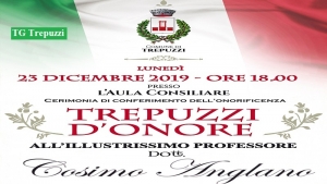 Onorificenza “Trepuzzi d’Onore” al Prof. Dott. Anglano per i suoi meriti professionali